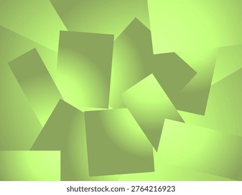 Abstract background with multiple small geometric squares chaotically scattered over a vibrant light green and yellow gradient surface.