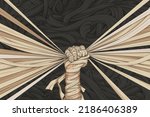 abstract background mummy hand clenching bandage , vector design