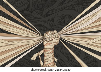 abstract background mummy hand clenching bandage , vector design