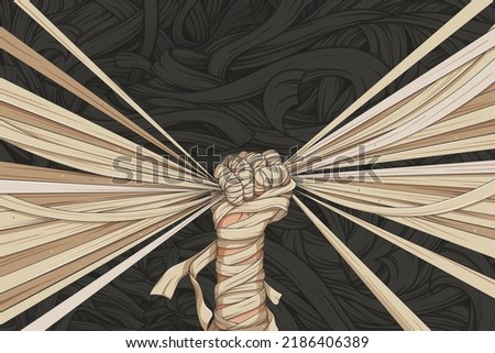 abstract background mummy hand clenching bandage , vector design Foto d'archivio © 