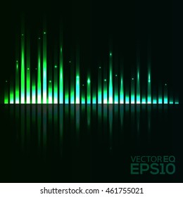Abstract Background. Music Equalizer. Green Light Lines. Vector Illustration