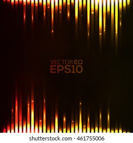 Abstract Background. Music Equalizer. Red and Orange Light Lines. Vector Illustration