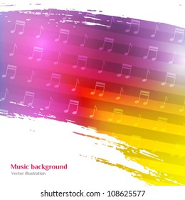 Abstract background with music notes. Colorful vector illustration. CD cover design template
