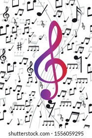 Abstract Background Music notes. Vector Illustration