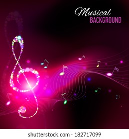 Abstract background with music notes. Vector illustration.