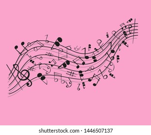 Abstract background with musical notes. Vector illustration.