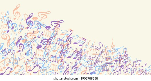  Abstract background of musical notes.Musical concept.Vector illustration.
