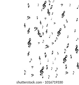 Abstract Background with Musical Signs. Black Notes, Treble and Bass Clefs