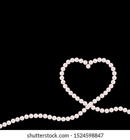 Abstract background with natural pearl garlands of beads in heart shape. Vector illustration. EPS10