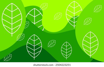Fondo abstracto con un tema natural con colores verdes y hojas. Vector. diseño simple. El fondo es conveniente para los carteles, Anuncios, cubiertas, Fondo de pantalla, decoraciones, alfombras, tarjetas