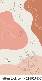 Resumen Antecedentes Naturaleza Cuto otoño Diseño de otoño hojas simples minimalistas Estilo de onda de contorno Pastel en pantalla Smartphone para retrato de historia, invitación, afiche, volante, portada, presentación