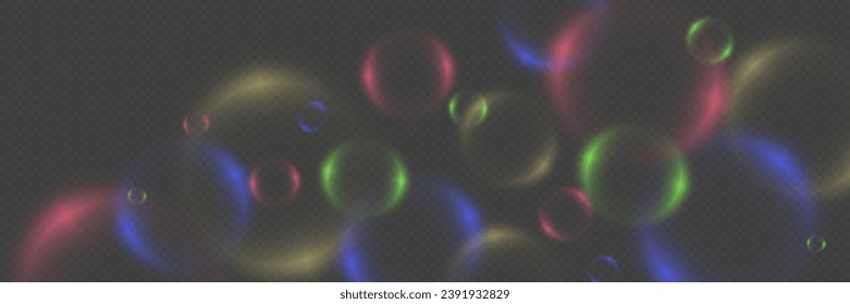 Fondo abstracto con burbujas de neón, bolas de vidrio coloridas iridiscentes o esferas sobre un fondo negro.