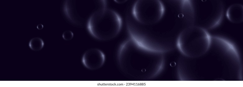 Fondo abstracto con burbujas de neón, bolas de vidrio coloridas iridiscentes o esferas sobre un fondo negro.