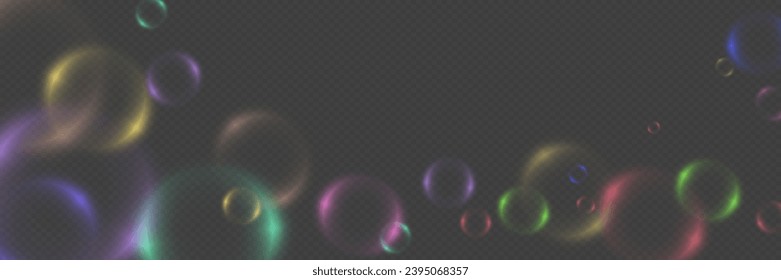 	
Abstract background with neon bubbles, iridescent colorful glass balls or spheres on a black background.	