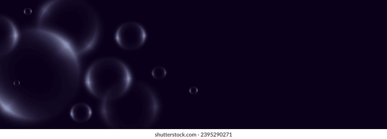 Abstract background with neon bubbles, iridescent colorful glass balls or spheres on a black background.	