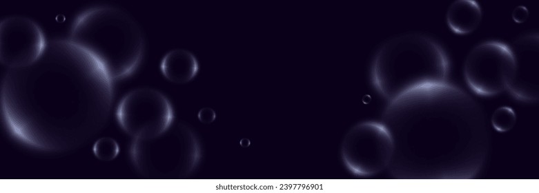 Fondo abstracto con burbujas de neón, bolas de vidrio coloridas iridiscentes o esferas sobre un fondo negro.