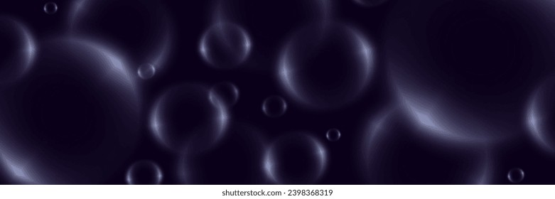 Fondo abstracto con burbujas de neón, bolas de vidrio coloridas iridiscentes o esferas sobre un fondo negro.