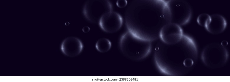 Fondo abstracto con burbujas de neón, bolas de vidrio coloridas iridiscentes o esferas sobre un fondo negro.