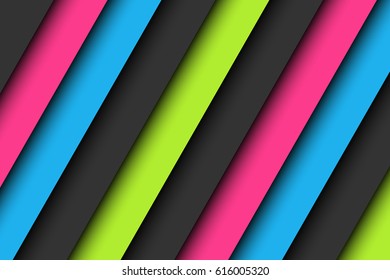 Abstract background in neon colors, wallpaper with pink, blue, green and gray oblique lines, vector illustration