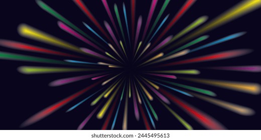 Abstract background neon glow colors.Explosion in universe. Cosmic background for events, parties, celebrations. Speed of light in galaxy. vector	