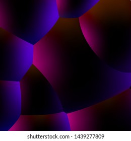 Abstract background with neon glowing dark balls or foam in 80s synthwave style, blue and purple colors and retrowave illumination