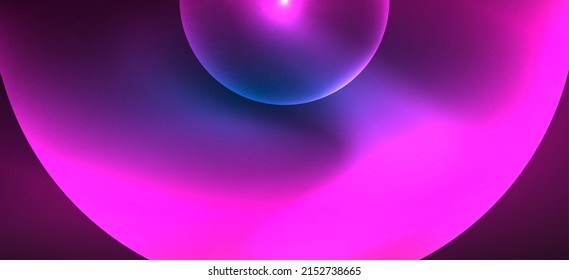 Fondo abstracto con efectos de luz neón brillante. Formas redondeadas, triángulos y círculos. Fondo de escritorio para el concepto de tecnología de IA, blockchain, comunicación, 5G, ciencia, negocios y tecnología