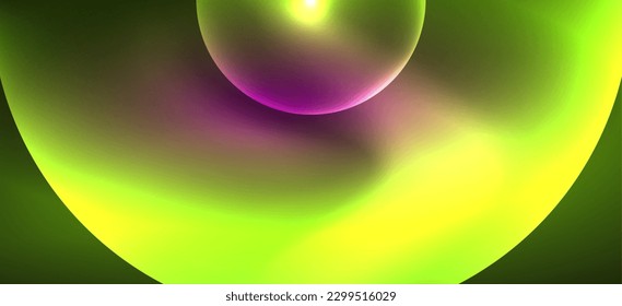 Abstract background with neon glowing light effects. Round shapes, triangles and circles. Wallpaper for concept of AI technology, blockchain, communication, 5G, science, business and technology