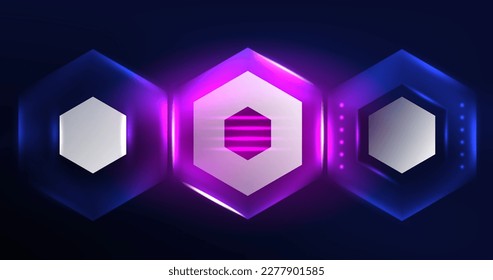 ilustración del vector del neón hexagón de fondo abstracto