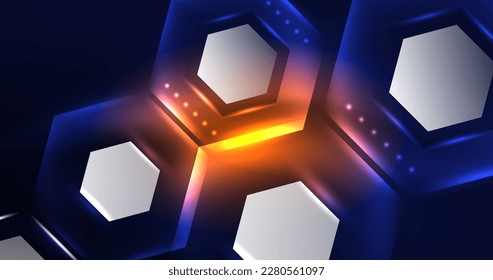 Abstract background neon hexagon vector illustration