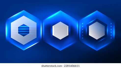 ilustración del vector del neón hexagón de fondo abstracto