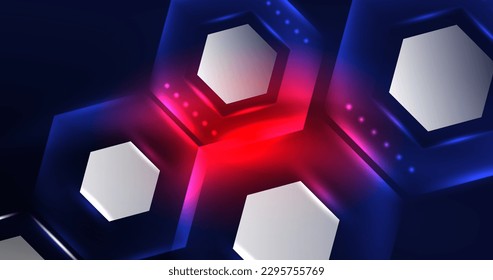 ilustración del vector del neón hexagón de fondo abstracto