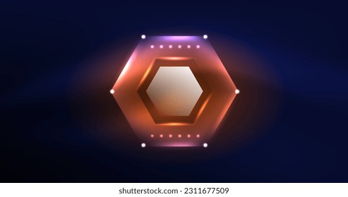 Abstrakter Hintergrund, Neon-Hexagon-Vektorgrafik
