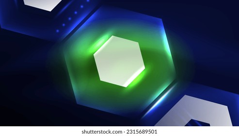 Abstrakter Hintergrund, Neon-Hexagon-Vektorgrafik