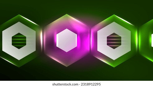 ilustración del vector del neón hexagón de fondo abstracto