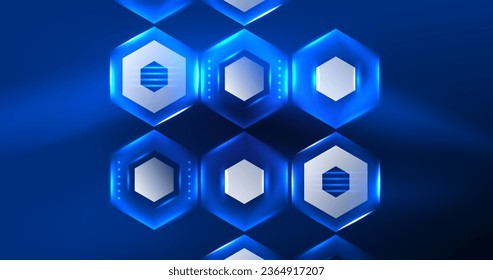 ilustración del vector del neón hexagón de fondo abstracto