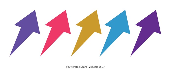 Fundo abstrato com luzes de néon de setas.Conjunto de ícone de seta. Ilustração do Pixel Perfect Vetor EPS 10. Símbolos de seta coloridos. Elementos gráficos vetoriais isolados em seta.