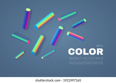 Abstract background with neon rainbow elements, Geometric design. Cylinder.