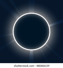 Abstract background. Neon round. Eclipse with rays vector illustration.