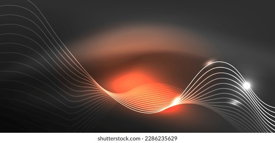 Abstrakte Neonwelle auf dem Hintergrund. Hightech-Design für Tapeten, Banner, Hintergrund, Landing-Page, Tapete, Einladung, Drucke, Poster