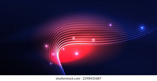 Ola de neón de fondo abstracto. Diseño de alta tecnología para papel tapiz, banner, fondo, página de inicio, arte mural, invitación, impresiones, afiches