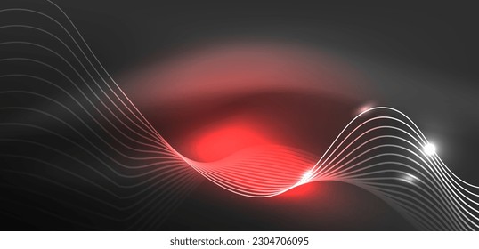 Ola de neón de fondo abstracto. Diseño de alta tecnología para papel tapiz, banner, fondo, página de inicio, arte mural, invitación, impresiones, afiches