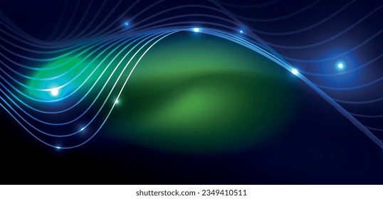Ola de neón de fondo abstracto. Diseño de alta tecnología para papel tapiz, banner, fondo, página de inicio, arte mural, invitación, impresiones, afiches