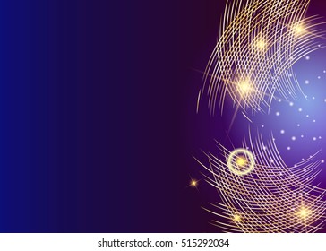 Abstract background with neon-colored design. Vector glowing line, glitter, stars, bright flashes on a black background. Can be used for fashion, cover, book printing, clothes, gift and so on. EPS 10