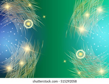 Abstract background with neon-colored design. Vector glowing line, glitter, stars, bright flashes on a black background. Can be used for fashion, cover, book printing, clothes, gift and so on. EPS 10