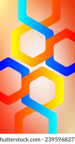 Abstract background nice for wallpaper hand phone , base of hexagonal shape and blue ,red yellow gradient color