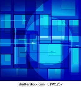 Abstract background of the night sky; arrow on a technological circle EPS10