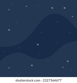 Abstract Background Night Sky Stars Fog Simple Flat Nature Vector Design