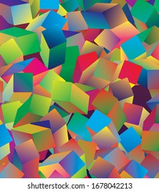 Abstract background. Noise structure with color cubes. Vector image