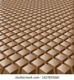Abstract background. Noise structure with cubes. Chocolate field. Vector image