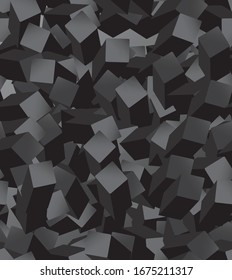 Abstract background. Noise structure with dark gray and black cubes. Vector image